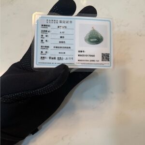 Green Jade Pendant with 24K Asian Gold Plated Rope Chain and Jade Certificate